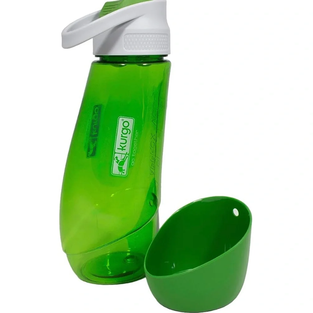 Kurgo Gourd H2O PET Travel Water Bottle & Bowl Grass Green DOG /CAT PBA Free NEW